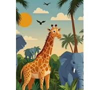 Safari Notebook for Kids - 110 Pages, Graph Paper, Jungle Animal Themed - Giraffe, Elephant & Footprints - Fun Learning & Drawing Book: Cute Wild ... for School, Math, Nature Lovers & Safari Fans