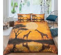 Safari sceneSet Di Copripiumino morbida microfibra 3 Pezzi stampa 3D con cerniera African wildlife art copripiumino incluso federe aiosa ultra morbido for ragazze Super king（260x220cm）