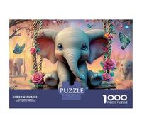 Safari tramonto 1000 Piece Eco-friendly Material Elefante dondolante Puzzles for Seniors Easy Grip Pieces Gift for Her Full-size Poster Included Anti-glare 52x38cm/1000pcs