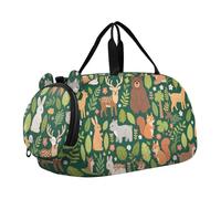 Safari verde animale selvaggio piccola borsa da palestra con scomparto per scarpe borsa multifunzionale per il fine settimana di danza notturna, viaggi, sport, fitness e allenamento