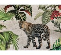Safari Zoo Africa Animal Stampa Digitale Tessuto Lino Look Jungle Canvas Larg...