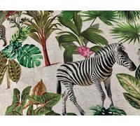 Safari Zoo Animali Africani Stampa Digitale Tessuto Lino Look Jungle Canvas 5...