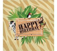 Safaritiere - Tovaglioli di carta, Happy Birthday 16-pack - 3 veli, carta SG30346 (taglia unica) (colorato)