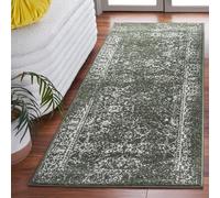Safavieh Adirondack Collection ADR109Y-28 - Tappeto runner da 60 x 200 cm, verde e avorio, design geometrico, ideale per aree ad alto traffico in ingresso, cucina e bagno