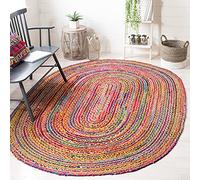 Safavieh Cape cod Collection CAP202A Tappeto Fatto a Mano in Iuta/Cotone, Rosso/Multicolore, 1,2 x 1,8 m, 4' x 6', 2 unità