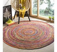 Safavieh Cape cod Collection CAP202A Tappeto Fatto a Mano in Iuta/Cotone, Rosso/Multicolore, 4' Round
