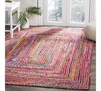 Safavieh Cape cod Collection CAP202A Tappeto Fatto a Mano in Iuta/Cotone, Rosso/Multicolore, 90 x 150 cm, 3' x 5'