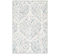 Safavieh Capri Collection Accent Rug - Tappeto in lana fatto a mano, 5 x 90 cm, colore avorio e blu, ideale per aree ad alto traffico in ingresso, soggiorno, camera da letto (CPR208A)