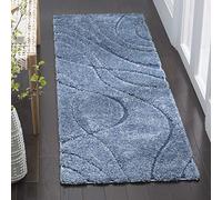 Safavieh Florida Shag Collection Accent Tappeto - 7,6 cm x 1,5 m, azzurro e blu, non perde pelo, facile da pulire, 3 cm di spessore, ideale per aree ad alto traffico in ingresso, soggiorno, camera da