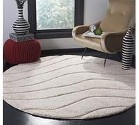 Safavieh Florida Shag Collection SG472 - Tappeto a onde astratte per soggiorno, camera da letto, sala da pranzo, ingresso, peluche, spessore 3 cm, 122 x 122 cm, colore: Crema