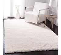 Safavieh Fontana Shag Collection - Tappeto da 150 x 200 cm, colore avorio, design solido, non perde pelo e facile da pulire, spessore 5,1 cm, ideale per aree ad alto traffico in soggiorno, camera da