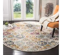 Safavieh Madison Collection MAD611B - Tappeto rotondo, color crema e multicolore, design boho chic invecchiato, non perde pelo, facile da pulire, ideale per aree ad alto traffico in soggiorno, camera