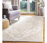 SAFAVIEH Micro-Loop Collection MLP503B - Tappeto fatto a mano in stile shabby chic con medaglione in lana di alta qualità, 90 x 150 cm, colore: beige avorio