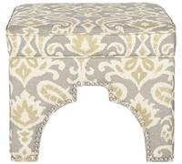 Safavieh SEU4636 Ellie Ottomano, Legno, Grigio/Giallo/Bianco Sporco, 54x54x45.46 cm