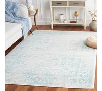 SAFAVIEH Tappeto Angosciato per Soggiorno, Sala da pranzo, Camera da letto - Adirondack Collection, A Pelo Corto, Avorio e Azzurro, 155 X 229 cm