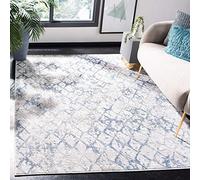 Safavieh Tappeto Angosciato per Soggiorno, Sala da pranzo, Camera da letto - Amelia Collection, A Pelo Corto, Grigio chiaro e blu, 91 X 91 cm