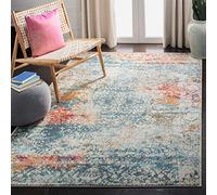 SAFAVIEH Tappeto Angosciato per Soggiorno, Sala da pranzo, Camera da letto - Luxor Collection, A Pelo Corto, Avorio e Blu, 91 X 152 cm