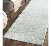 SAFAVIEH Tappeto Angosciato per Soggiorno, Sala da pranzo, Camera da letto - Valencia Collection, A Pelo Corto, Blu alpino e crema, 69 X 244 cm