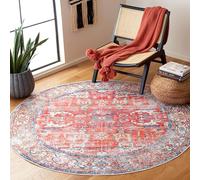Safavieh Tappeto Angosciato Rug Ideale per aree ad alto passaggio - Lavabile in Lavatrice e Antiscivolo - Arizona Collection, A Pelo Corto, in Rosso e Blu, 183 X 183 cm