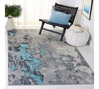 SAFAVIEH Tappeto Astratto per Soggiorno, Sala da pranzo, Camera da letto - Adirondack Collection, A Pelo Corto, Turchese e grigio, 155 X 229 cm