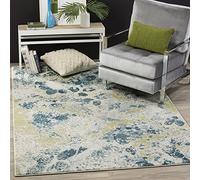SAFAVIEH Tappeto Astratto per Soggiorno, Sala da pranzo, Camera da letto - Watercolor Collection, A Pelo Corto, Avorio e Azzurro, 122 X 183 cm