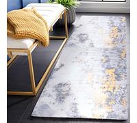 Safavieh Tappeto Astratto Rug Ideale per aree ad alto passaggio - Lavabile in Lavatrice e Antiscivolo - Tacoma Collection, A Pelo Corto, in Grigio e Oro, 180 X 76 cm