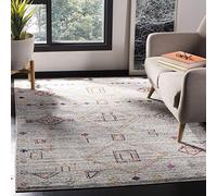SAFAVIEH Tappeto Boho per Soggiorno, Sala da pranzo, Camera da letto - Adirondack Collection, A Pelo Corto, Grigio chiaro e rosso, 91 X 152 cm