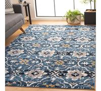 SAFAVIEH Tappeto Boho per Soggiorno, Sala da pranzo, Camera da letto - Amsterdam Collection, A Pelo Corto, Blu e crema, 201 X 279 cm