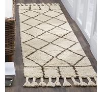 SAFAVIEH Tappeto Boho per Soggiorno, Sala da pranzo, Camera da letto - Casablanca Collection, A Pelo Corto, Avorio e marrone, 69 X 244 cm