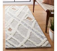 Safavieh Tappeto boho per soggiorno, sala da pranzo, camera da letto, collezione Casablanca, pelo corto, grigio e avorio, 69 x 183 cm