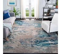 Safavieh Tappeto Boho per soggiorno, sala da pranzo, camera da letto, collezione Madison, a pelo corto, 160 x 160 cm, colore: blu e grigio