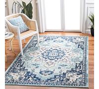 Safavieh Tappeto Boho per soggiorno, sala da pranzo, camera da letto, collezione Madison, a pelo corto, 160 x 229 cm, colore: foglia di tè e blu navy