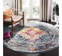 Safavieh Tappeto Boho per soggiorno, sala da pranzo, camera da letto, collezione Madison, a pelo corto, 155 x 155 cm, colore: foglia di tè e fucsia