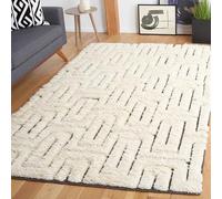 SAFAVIEH Tappeto Boho per Soggiorno, Sala da pranzo, Camera da letto - Kenya Collection, A Pelo Lungo, Avorio e marrone, 183 X 274 cm