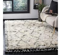 SAFAVIEH Tappeto Boho per Soggiorno, Sala da pranzo, Camera da letto - Kenya Collection, A Pelo Lungo, Avorio e nero, 160 X 229 cm