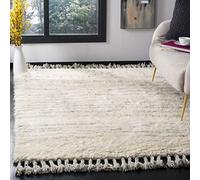 SAFAVIEH Tappeto Boho per Soggiorno, Sala da pranzo, Camera da letto - Kenya Collection, A Pelo Lungo, Avorio e grigio, 160 X 229 cm