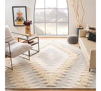 SAFAVIEH Tappeto Boho per Soggiorno, Sala da pranzo, Camera da letto - Kenya Collection, A Pelo Lungo, Grigio e Avorio, 183 X 274 cm