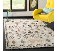 SAFAVIEH Tappeto Boho per Soggiorno, Sala da pranzo, Camera da letto - Kenya Collection, A Pelo Lungo, Naturale e Multi, 152 X 244 cm