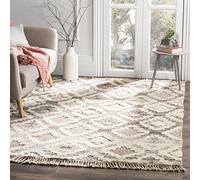SAFAVIEH Tappeto Boho per Soggiorno, Sala da pranzo, Camera da letto - Kenya Collection, A Pelo Lungo, Naturale, 152 X 244 cm