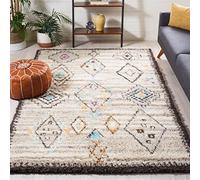 SAFAVIEH Tappeto Boho per Soggiorno, Sala da pranzo, Camera da letto - Kenya Collection, A Pelo Lungo, Naturale e Multi, 152 X 244 cm