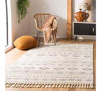 SAFAVIEH Tappeto Boho per Soggiorno, Sala da pranzo, Camera da letto - Marrakesh Collection, A Pelo Corto, Avorio e Blu Marino, 122 X 183 cm