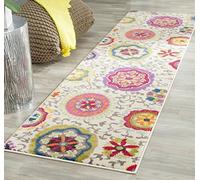 Safavieh Tappeto Boho per Soggiorno, Sala da pranzo, Camera da letto - Monaco Collection, A Pelo Corto, Avorio e Multi, 66 x 366 cm