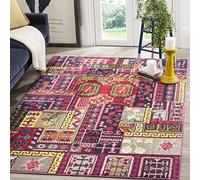 SAFAVIEH Tappeto Boho per Soggiorno, Sala da pranzo, Camera da letto - Monaco Collection, A Pelo Corto, Rosa e Multi, 155 X 231 cm