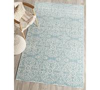SAFAVIEH Tappeto Boho per Soggiorno, Sala da pranzo, Camera da letto - Valencia Collection, A Pelo Corto, Blu alpino e crema, 122 X 183 cm