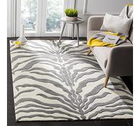 SAFAVIEH Tappeto con Stampa Animale per Soggiorno, Sala da pranzo, Camera da letto - Cambridge Collection, A Pelo Corto, Avorio e grigio scuro, 152 X 244 cm