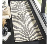 SAFAVIEH Tappeto con Stampa Animale per Soggiorno, Sala da pranzo, Camera da letto - Cambridge Collection, A Pelo Corto, Avorio e grigio scuro, 76 X 244 cm