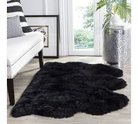 SAFAVIEH Tappeto con Stampa Animale per Soggiorno, Sala da pranzo, Camera da letto - Fur Collection, A Pelo Lungo, Nero notte, 91 X 152 cm