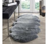 SAFAVIEH Tappeto con Stampa Animale per Soggiorno, Sala da pranzo, Camera da letto - Fur Collection, A Pelo Lungo, Blu acciaio, 61 X 183 cm