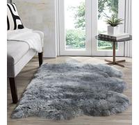 SAFAVIEH Tappeto con Stampa Animale per Soggiorno, Sala da pranzo, Camera da letto - Fur Collection, A Pelo Lungo, Blu acciaio, 91 X 152 cm