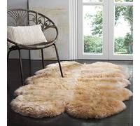 SAFAVIEH Tappeto con Stampa Animale per Soggiorno, Sala da pranzo, Camera da letto - Fur Collection, A Pelo Lungo, Naturale e Beige, 109 X 180 cm